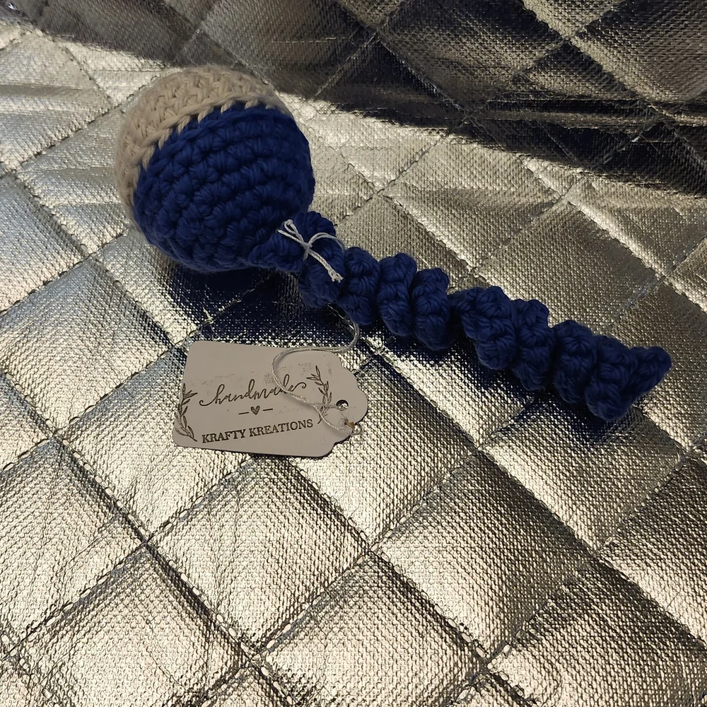 Hand Crafted Blue and Cream Cat Toy